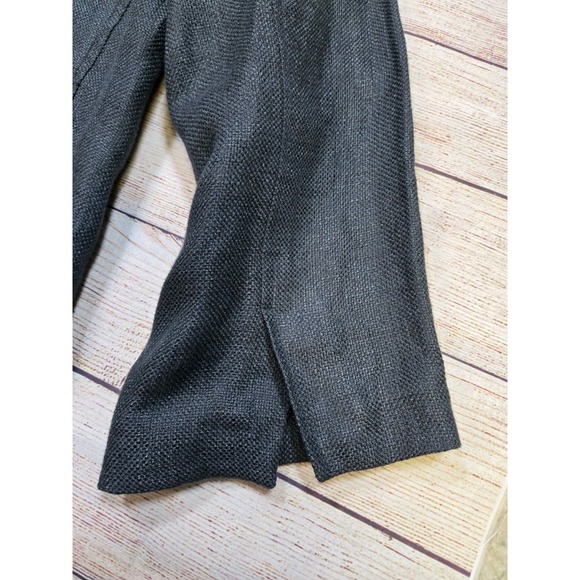 Eileen Fisher Linen Womens Black 3/4 Sleeve Pockets Open Front Blazer Size Small - Picture 10 of 10